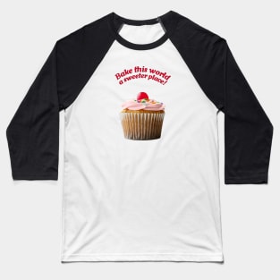 Vanilla cupcake with pink frosting and cherry on top Baseball T-Shirt